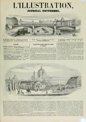 Première page de la revue L'Illustration - Numéro du 21 juin 1845
