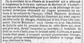 Témoignage de Théophile Gautier sur Benjamin Roubaud, publié dans le journal La Presse du 7 juin 1853