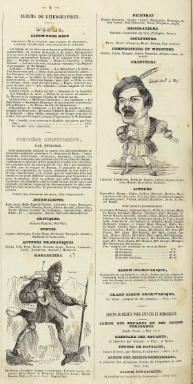 Publicité pour le Panthéon charivarique - Le Charivari 1842