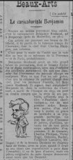 Article sur Benjamin Roubaud et écrit par Grass-Mick, publié dans la revue Comœdia du 9 août 1927