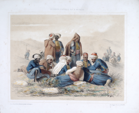 Aquarelle par Benjamin Roubaud - Planche 5 de l'Album d'Afrique (Tirailleurs algériens - Turcos)